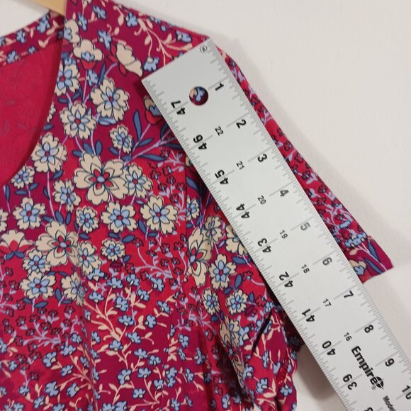 J. Jill Casual Floral Print Pull Over Dress, Size Medium, Short Sleeve Loose Fit - Picture 13 of 16